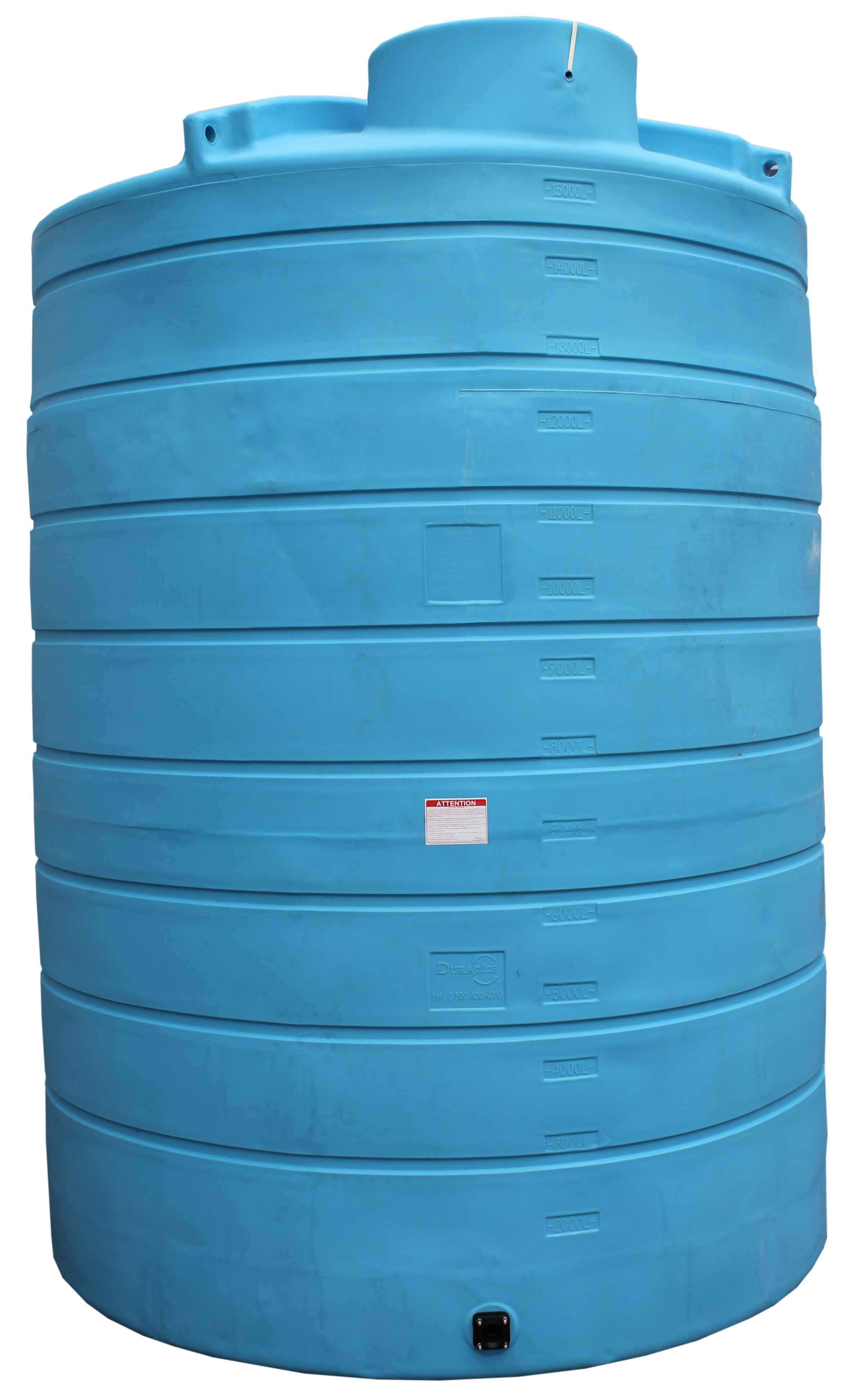 DURAplas Wasserbehälter 15.000 Liter mit Versteifungsringen und Hebeösen