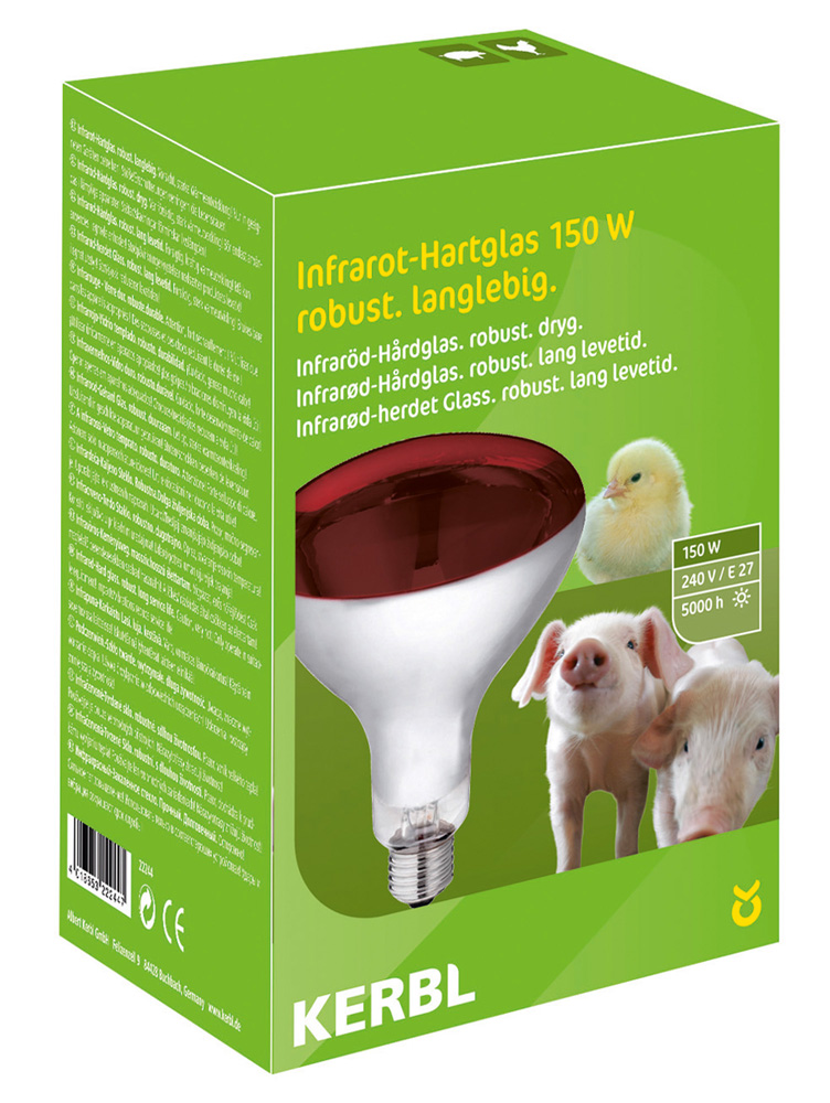 Hartglas-Infrarotlampe KERBL für Geflügel und Ferkel
